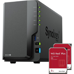 Synology DS224+ NAS Tower με 2 Θέσεις για HDD / SSD και 2 Θύρες Ethernet & 2 x 8TB