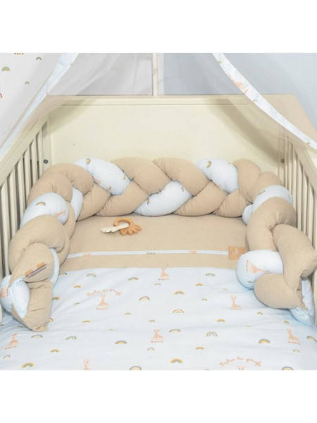 Sophie La Girafe Des 504 Πάντα Κούνιας Πλεξούδα Λευκό Μπεζ 20x190cm