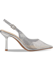 Envie Shoes Γόβες Slingback με Τακούνι Στιλέτο με Στρας Ασημί E80-21486-21