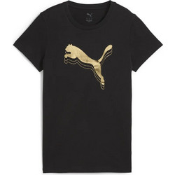 Puma ESS+ Metallic Tee Γυναικείο Αθλητικό T-Shirt Μαύρο Χρυσό 684995-51