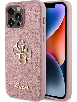 Guess Logo Glitter Back Cover Pink (iPhone 15 Pro Max )