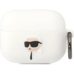 Apple Karl Head 3D Θήκη Σιλικόνης με Γάντζο για Apple AirPods Pro 1 Λευκή