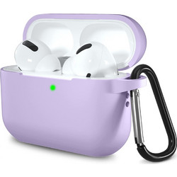 Techsuit Smooth Ultrathin Θήκη Σιλικόνης με Γάντζο για Apple AirPods Pro 1 / 2 Μωβ