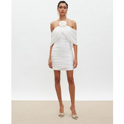 Mix & Match Mirella Mini Καλοκαιρινό Φόρεμα για Γάμο / Βάπτιση Ντραπέ Λευκό SS2501