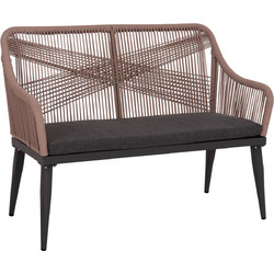 HomeMarkt Myrtia Διθέσιος Καναπές Εξωτερικού Χώρου Rattan Καφέ 123x61x90cm HM5550.12