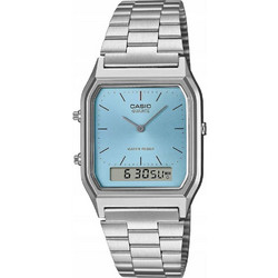 Casio Ανδρικό Ρολόι Χρονογράφος με Ασημί Μεταλλικό Μπρασελέ AQ-230A-2A1MQYES