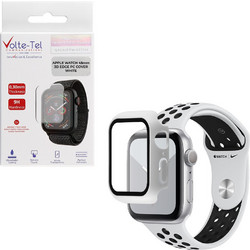 Volte-Tel Πλαστική Θήκη Tempered Glass για Apple Watch 7 45mm Λευκή