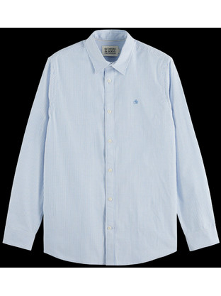 Scotch & Soda Ανδρικό Πουκάμισο Βαμβακερό Μακρυμάνικο Κανονική Γραμμή Γαλάζιο 179187-410