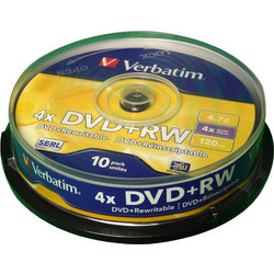 Verbatim 43488 Εγγράψιμα DVD+RW 4x 4.7GB Cake Box 10τμχ