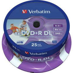 Verbatim 43667 Εγγράψιμα DVD+R 8x Dual Layer Printable 8.5GB Cake Box 25τμχ
