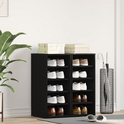 vidaXL Παπουτσοθήκη Ξύλινη Μαύρη M32xΠ35xY70cm 862687