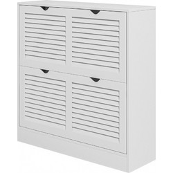 HOMCOM Παπουτσοθήκη Ξύλινη Λευκή M81.5xΠ25xΥ83cm 837-415V00WT