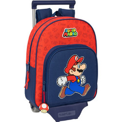 Safta Super Mario Trick Σχολική Τσάντα Τρόλεϊ Μπλε Κόκκινη S4311753