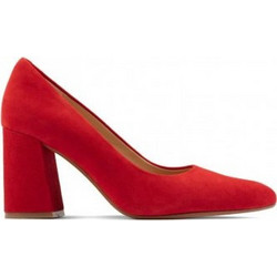 Clarks Laina Ανατομικές Γόβες Suede με Χοντρό Ψηλό Τακούνι Κόκκινες 26154639
