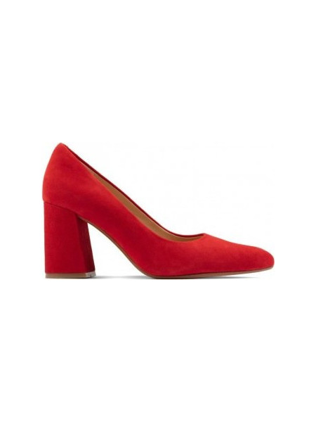 Clarks Laina Ανατομικές Γόβες Suede με Χοντρό Ψηλό Τακούνι Κόκκινες 26154639