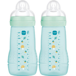 MAM Easy Active Σετ Πλαστικά Μπιμπερό με Θηλή Σιλικόνης κατά των Κολικών 2+ Μηνών Mushrooms Mint Green 270ml