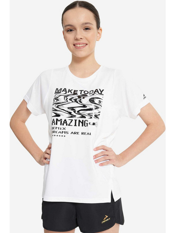 Demix Παιδικό T-Shirt Κοντομάνικο Λευκό Μαύρο 134471-00