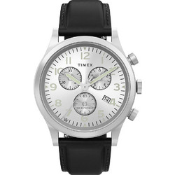 Timex Waterbury Ανδρικό Ρολόι Χρονογράφος με Μαύρο Δερμάτινο Λουράκι TW2W48100
