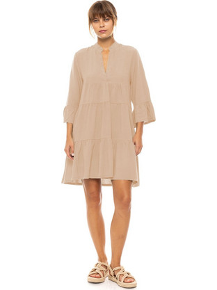 Pink Label Mini Καλοκαιρινό Καθημερινό Φόρεμα Μεταξωτό Nude BN-284-557539