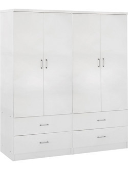 HomeMarkt Τετράφυλλη Ντουλάπα Ρούχων Reina Λευκή 160x42.5x180.5cm HM21258