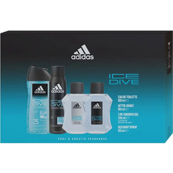 Adidas Ice Dive Eau de Toilette 100ml + Body Spray 150ml + Shower Gel 250ml + After Shave 100ml