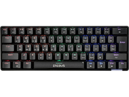Turbo-X Erebus EK20 Μηχανικό Gaming Πληκτρολόγιο 60% με Custom Blue Διακόπτες RGB Black
