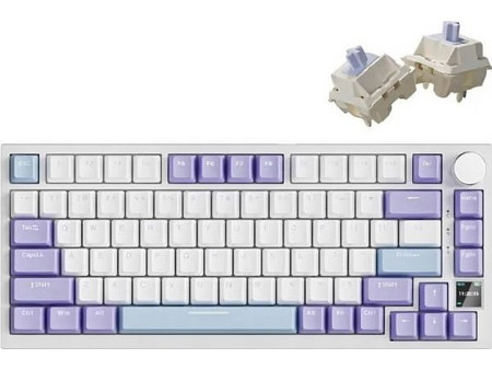 Ajazz AK820 Pro Ασύρματο Μηχανικό Gaming Πληκτρολόγιο TenKeyLess με Ajazz Gift Διακόπτες RGB White Purple