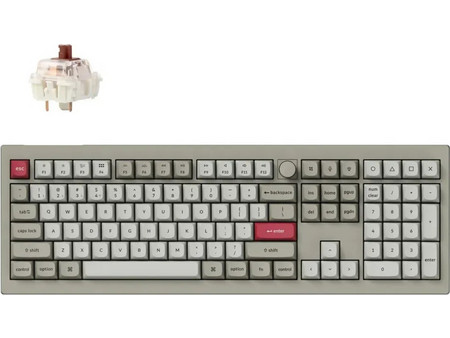 Keychron V6 Max QMK/VIA Ασύρματο Μηχανικό Gaming Πληκτρολόγιο με Gateron Jupiter Brown Διακόπτες Grey