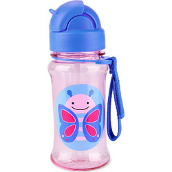 Skip Hop Zoo Butterfly Παιδικό Παγούρι Πλαστικό BPA Free με Καλαμάκι Ροζ Μπλε 355ml