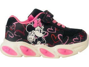 Disney Minnie Mouse Παιδικά Sneakers με Φωτάκια Μαύρα Φούξια DM011379