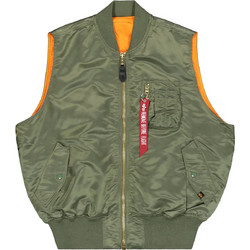 Alpha Αμάνικο Ανδρικό Μπουφάν Bomber Χακί 156146-01