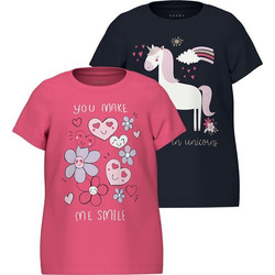 Name It Σετ Παιδικά T-Shirt Κοντομάνικα Φούξια Navy Μπλε 13231688