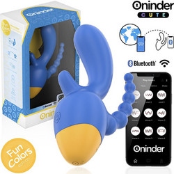 Oninder Cute Love 3 Some Triple Vibrator Δονητής Rabbit για Ζευγάρια με App Control Μπλε