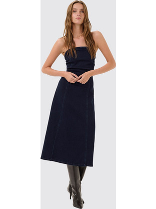My Essential Wardrobe Midi Βραδινό Φόρεμα Τζιν Navy Μπλε 10705055