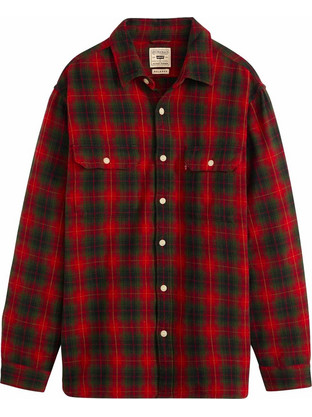 Levi's Ανδρικό Πουκάμισο Βαμβακερό Καρό Μακρυμάνικο Κανονική Γραμμή Overshirt Μπορντό 19573-0284