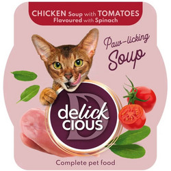 Delickcious Paw-licking Soup with Chicken, Tomato & Spinach 80gr