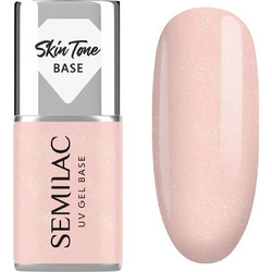 Semilac Skin Tone Peach Base Coat Glitter Ημιμόνιμο Βερνίκι Νυχιών 7ml