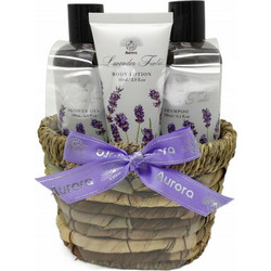 Aurora Basket Lavender Shower Gel 180ml + Body Milk 180ml + Hand Cream 60ml