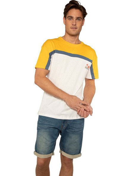 Protest Ανδρικό Αθλητικό T-Shirt Λευκό Κίτρινο 1711801-309