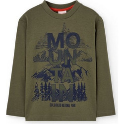 Boboli Παιδικό T-Shirt Μακρυμάνικο Χακί 522010-4734