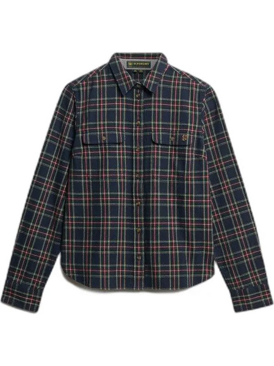 Superdry Μακρυμάνικο Γυναικείο Πουκάμισο Καρό Navy Μπλε W4010513A-H9D