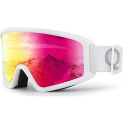 Qunature Μάσκα Σκι & Snowboard Ενηλίκων Λευκή με Φακό Καθρέπτη