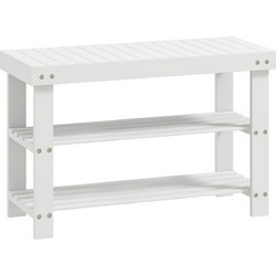 HOMCOM Παπουτσοθήκη Σκαμπό Bamboo Λευκή M70xΠ28xΥ45cm 8056644364253