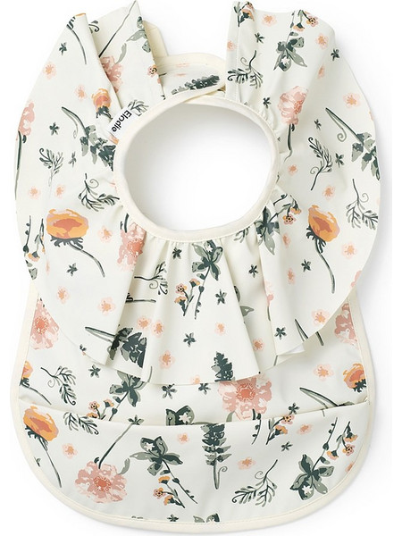 Elodie Details Meadow Blossom Αδιάβροχη Σαλιάρα Υφασμάτινη με Αυτοκόλλητο & Τσέπη 3m+ Λευκή