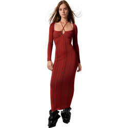 Desigual Marlene Maxi Βραδινό Φόρεμα Μεταξωτό Κόκκινο 25WWVF08-7032
