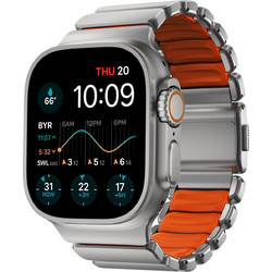 Nomad Stratos Titanium FKM Λουράκι Μεταλλικό Natural / Orange (Apple Watch 42 / 44 / 45 / 46 / 49mm)
