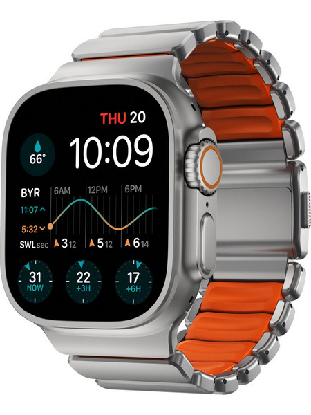 Nomad Stratos Titanium FKM Λουράκι Μεταλλικό Natural / Orange (Apple Watch 42 / 44 / 45 / 46 / 49mm)