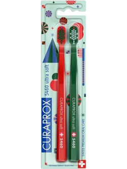 Curaprox CS 5460 Christmas Edition 2025 Ultra Soft Οδοντόβουρτσες 2τμχ Κόκκινη Πράσινη