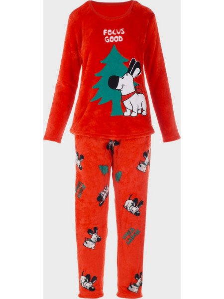 Vienetta Secret Σετ Γυναικείες Πιτζάμες Χειμωνιάτικες Fleece Κόκκινες 304022