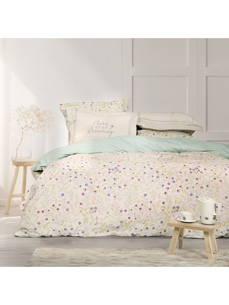 Nima Σετ Σεντόνια Υπέρδιπλα Βαμβακερά 240x260 Dream Garden Μπεζ Πράσινο